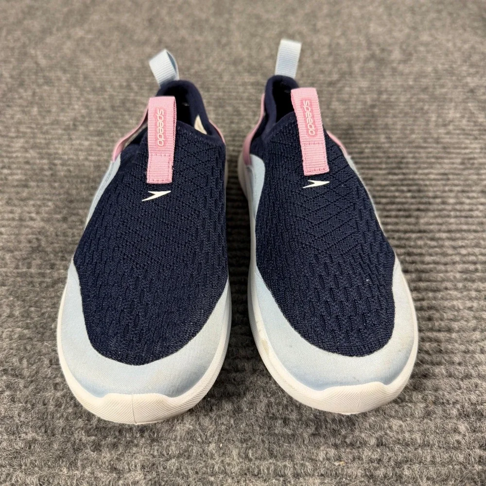 Speedo Girls Water Shoes Navy Blue Pink Slip On Aqua Socks Size S 13-1